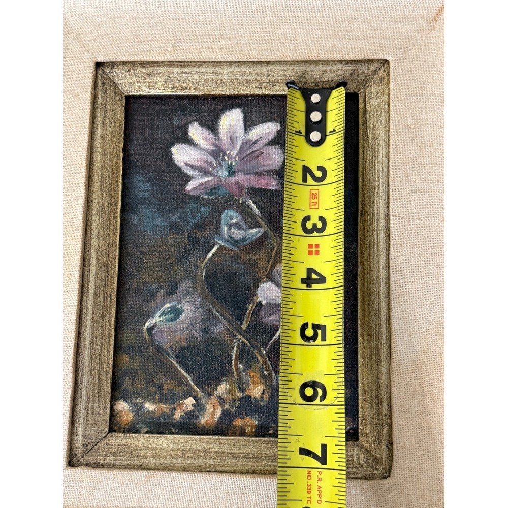 Vintage 1971 Bev Erickson Floral Oil Painting Signed Framed Mid Century Art 5x7 - Picture 7 of 12
